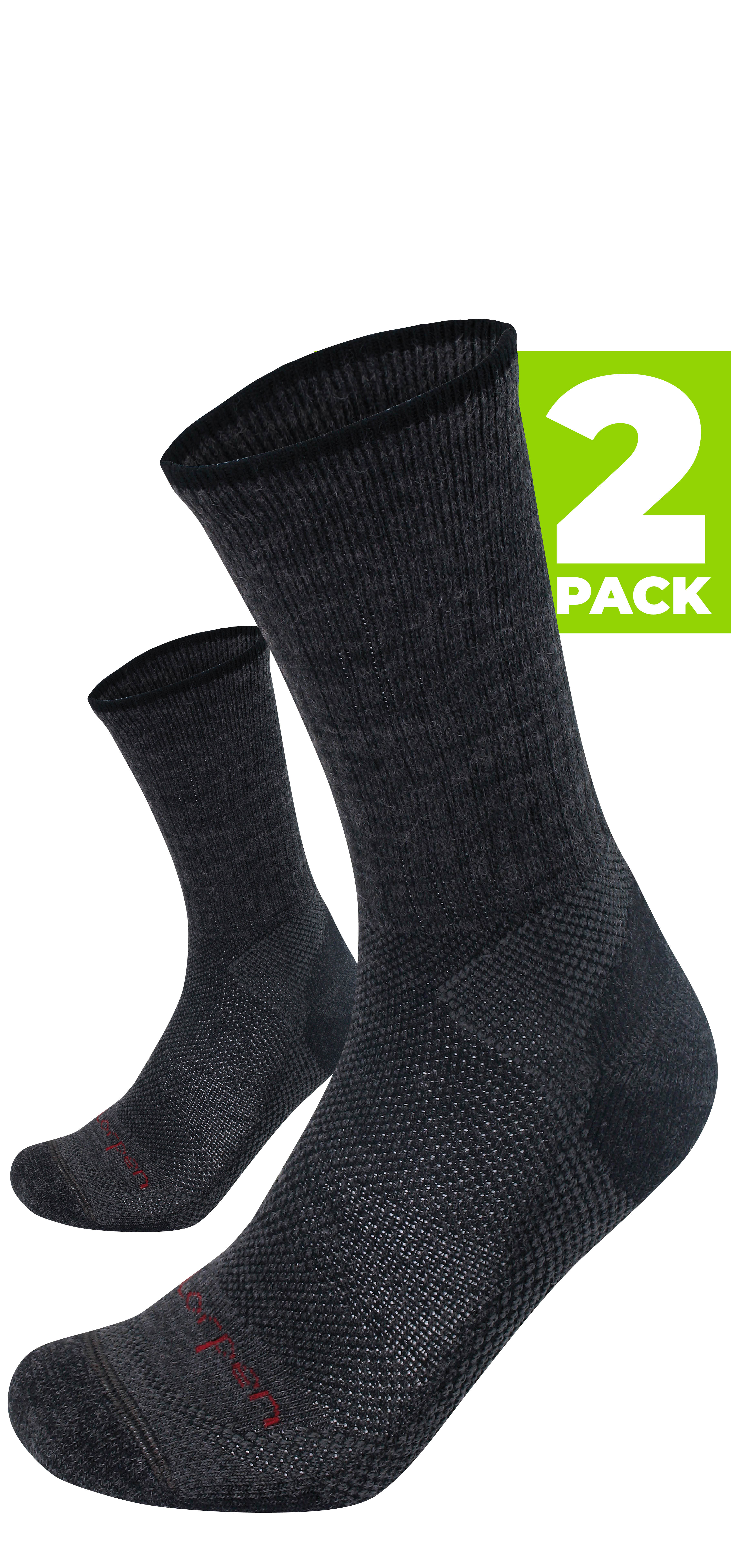 Image T2W - Merino Mid Weight Hiker Two Pack - Charcoal  - S